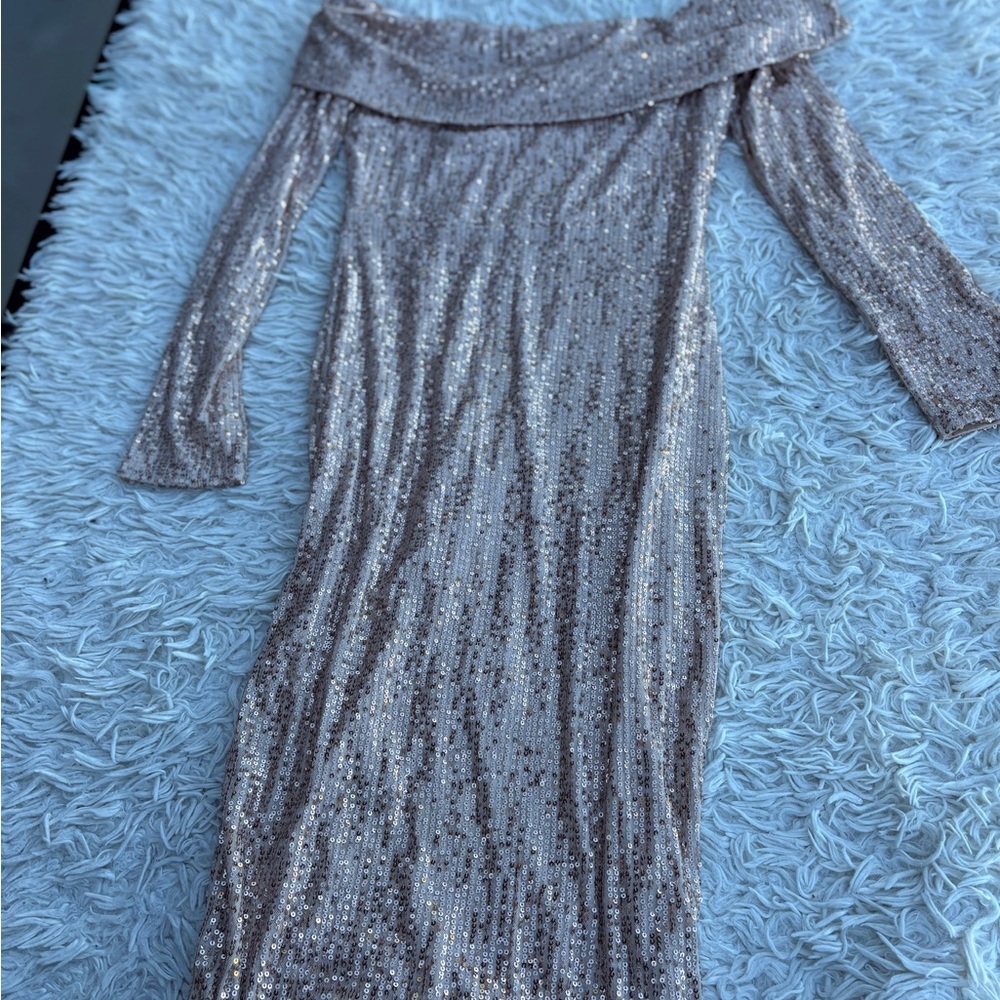 Glamorous Off-Shoulder Sequin Dress